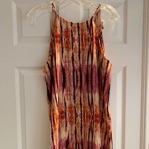 Spaghetti strap print mini dress by Tyche.